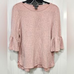 Adrianna Papell women's heathered pink soft knit bell sleeve top size Medium